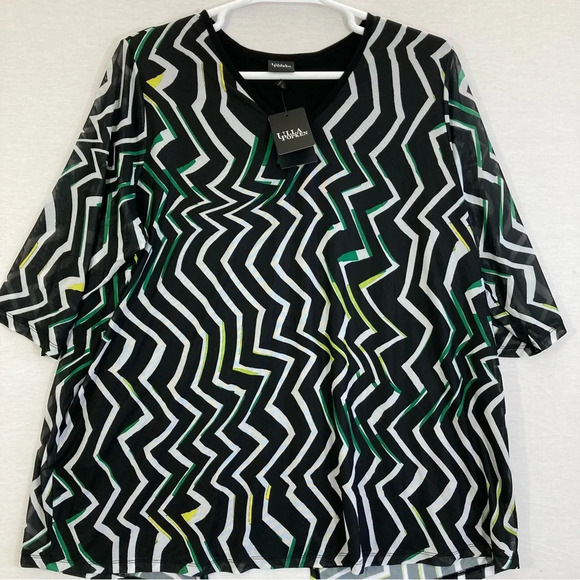 New Ulla Popken V-Neck Abstract Layered Top size 20/22 - Picture 1 of 9
